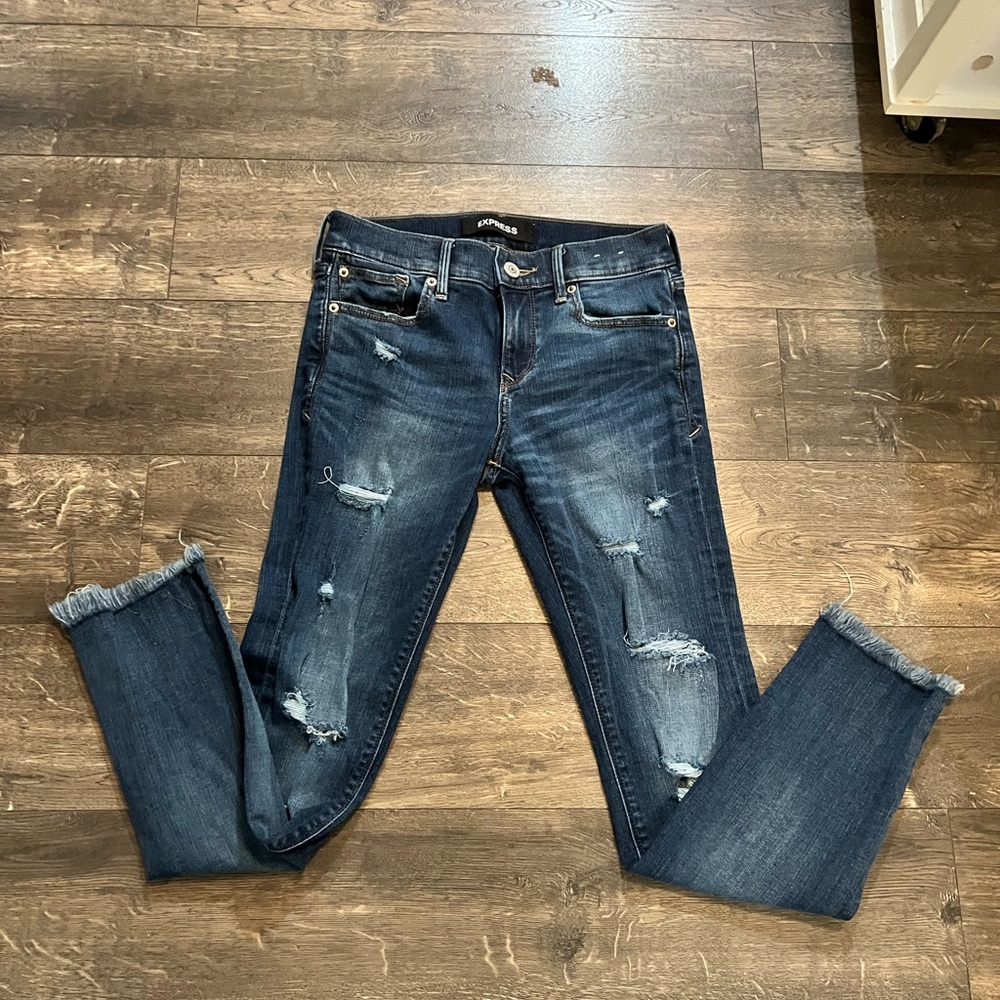 Express Stretch Skinny Ankle Mid Rise Jeans SZ 0R‎